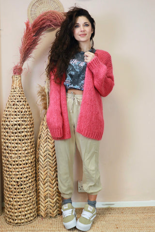 Pink knit cardigan