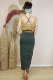 Denim skirt with middle split (Khaki)