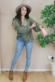Sage green embroidered blouse