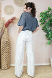 Gold aztec printed cream trousers