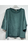 Distressed cotton T-shirt (Teal)