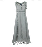 Acid washed embroidered dress