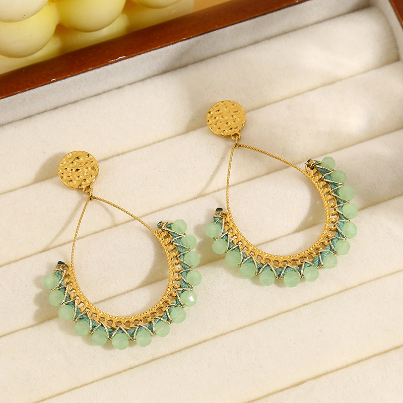 Teardrop beaded earrings (Gold)