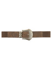 Western buckle stretch belt (Brown)